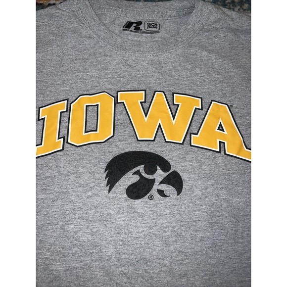 Iowa Hawkeye Shirt Child Small Gray Russell Athletics Crew Neck Short Sleeve - Picture 3 of 7